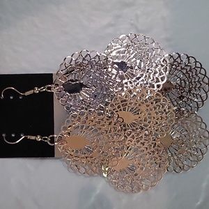 Silver chandelier earrings.